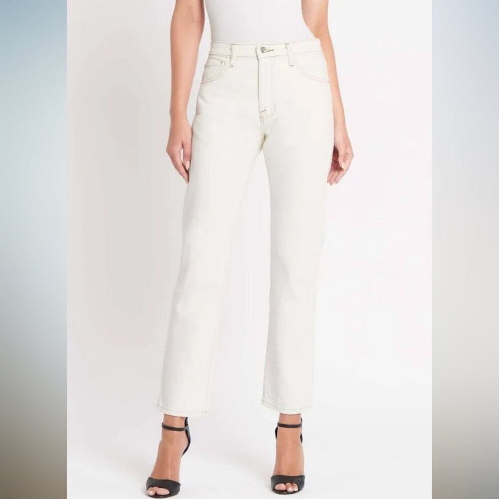 NWOT Frame Le Slouch Low-Rise Straight Jeans Ecru White 26